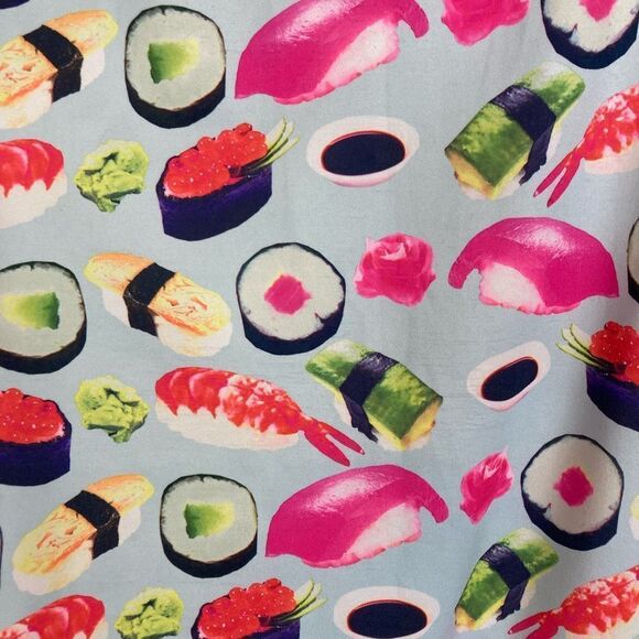 Sushi Print Graphic Sweatshirt w/ “Shiitake Happens” Decal on trend! Oversized - Picture 6 of 9